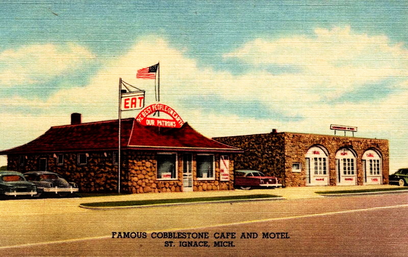 Cobblestone Cafe - Vintage Postcard